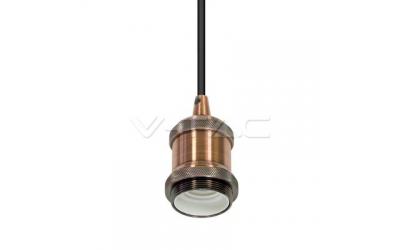 Kovový úchyt na E27 žárovku červený bronz