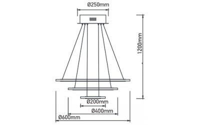 LED lustr závěsný 80 W 3-kruhový stmívatelný teplá bílá