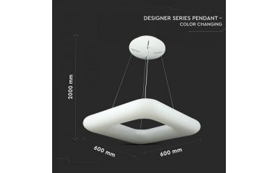 LED dizajnové závěsné čtvercové svítidlo 42 W s měnitelnou barvou světla a stmívatelné