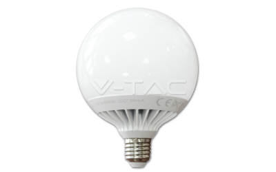 LED žárovka E27 kulatá 120 mm 13 W teplá bílá plastová