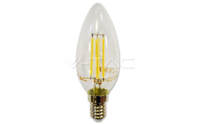 LED filament žárovka svíčka E14 4W teplá bílá stmívatelná