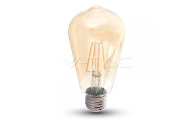 LED filament žárovka E27 8 W AMBER teplá bílá ST64