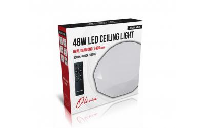 LED stropné svítidlo OLIVIA DIAMOND OPAL 48 W se změnou barvy světla a stmíváním pomocí DO