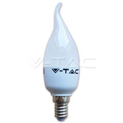 LED žárovka E14 svíčka se špičkou 4 W, teplá bílá plastová