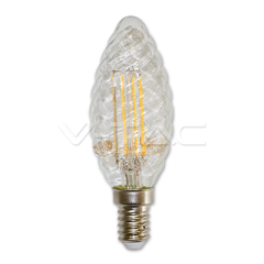 LED filament žárovka svíčka E14 4W TWIST dizajn teplá bílá
