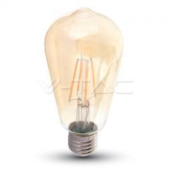 LED filament žárovka E27 8 W AMBER teplá bílá ST64
