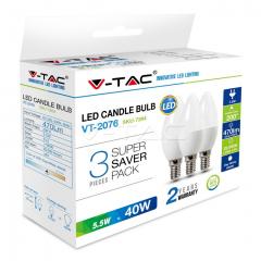 LED žárovka E14 svíčka 5,5 W teplá bílá 3-pack
