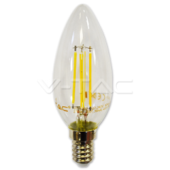 LED žárovka E14 svíčka 6 W filament teplá bílá čirá