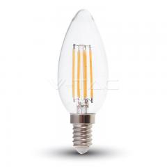 LED žárovka E14 svíčka filament 6 W studená bílá čirá