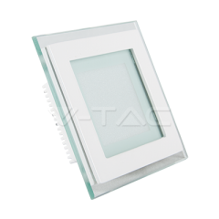 LED panel čtvercový zapuštěný 6 W studená bílá hliník+ sklo